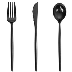 lot 263 image: Supernal 360pcs Black Plastic Silverware Set, Party Disposable Cutlery - Retail $47