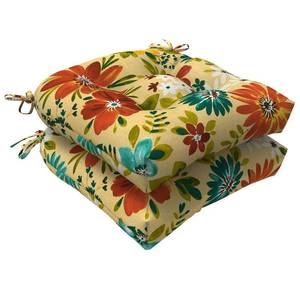 lot 269 image: LVTXIII OutdoorIndoor Tufted Seat Cushion, Decorative Wicker Chair Pads All Weather Seat Cushion Sets for Patio Garden Home Office Furniture, 19x19x4, Round Back, Pack of 2, Flower Multi