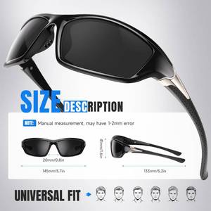lot 541 image: kunqun Polarized Sports Sunglasses for Men - Wrap Around Mens Sunglasses UV Protection for Fishing Cycling Driving - Retail $16