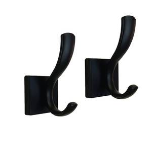 lot 547 image: UNHINT Black Coats Towels Hooks,Towel Robe Clothes Coat Hooks,Heavy Duty Wall Mount Hooks for Bath Bedroom Kitchen Pool Garage Hotel,2 Pack - Retail $11