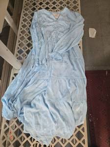 lot 557 image: ZESICA Womens 2025 Summer Short Puff Sleeve Crewneck Smocked Floral Lace Flowy A Line Tiered Maxi Dresses,Blue,Medium - Retail $28