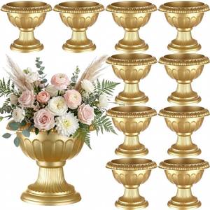 lot 567 image: Vesici 12 Pcs Gold Urn Vase for Centerpieces Wedding Table Decoration - Retail $34