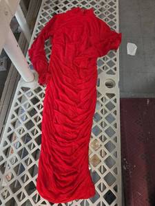lot 568 image: LAGSHIAN Womens High Neck Sleeveless Bodycon Ruched Midi Dress Red XL - Retail $42