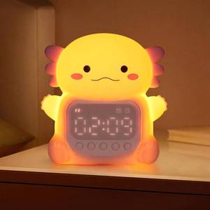 lot 573 image: Yiliaw Axolotl Alarm Clock with Night Light for Kids, Bedroom Clocks, Pink - Retail $25