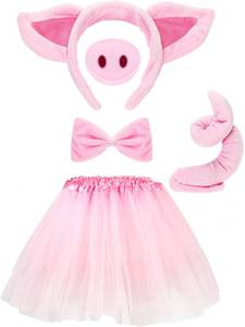 lot 582 image: WILLBOND Kids Pig Costume Set for Girls Halloween Dress up Accessories, L - Retail $15