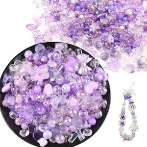 lot 591 image: 150g(170230pcs) Aesthetic Acrylic Assorted Beads Cute Beads for Jewelry Making Flower Heart Star Butterfly Bow Beads Bulk - Retail $9