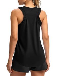 lot 599 image: Fisoew Women Workout Tank Tops Ruffle Sleeveless Athletic Tanks Black XL - Retail $15