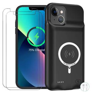 lot 614 image: Battery Case for iPhone 13, Enhanced 10000mAh Portable Protective Smart Wireless Charging Case Support Carplay Compatible with iPhone 13 (6.1 inch) Rechargeable Extended Battery Charger Case (Black) - Retail $34