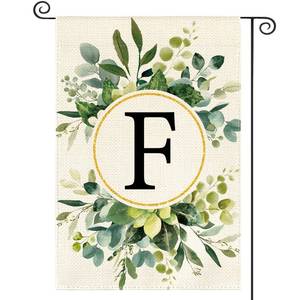 lot 616 image: AVOIN colorlife Initial Monogram Letter F Floral Garden Flag 12x18 Inch - Retail $7