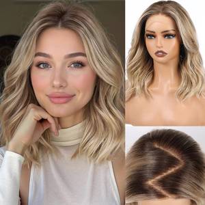 lot 622 image: HAIRCUBE 13x6 HD Lace Front Wig for Women, 16-Inch Heat Resistant Synthetic Wavy Hair, Shoulder Length Glueless Lace Wigs for Daily, Party&Date (Ombre Ash Blonde) - Retail $60