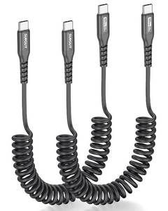 lot 625 image: ONLY ONE Coiled USB C to USB C Cable 1Pack, Tangle-Free Retractable USB-C Cable for Car Console, Android Auto & CarPlay, Fast Charging for iPhone 171615, Bike, Backpack, 6FT Stretch 1.5-4FT, Black - Retail $12