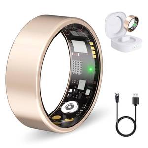 lot 631 image: GOLD NOT ROSE Nyweey Smart Ring for Women Men Fitness Ring with Heart Rate, Blood Oxygen, Step Tracker, Sleep Monitor, IP68 Waterproof Health Ring for iOS & Android,No Subscription Fee (Gold, 6#)