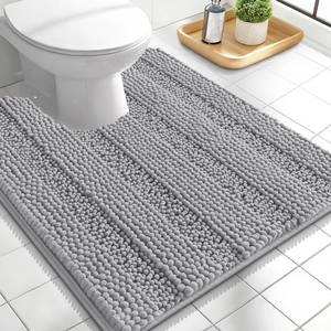 lot 634 image: OLANLY Thick Toilet Rugs U-Shaped 24x20, Soft Chenille Bath Mat, Light Grey - Retail $26