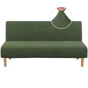 lot 647 image: H.VERSAILTEX Armless Futon Cover Stretch Sofa Bed Slipcover Protector Elastic Feature Rich Textured High Spandex Small Checks Jacquard Fabric Futon Cover, Machine Washable, Bronze Green - Retail $33