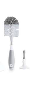 lot 662 image: Munchkin Fold Baby Bottle Bristle Bottle Brush Cleaning Essentials Set, WhiteGrey - Retail $16