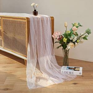 lot 676 image: GUANSEN Pearl Table Runner 10FT White Tulle Gauze Wedding Party Home Decor - Retail $9