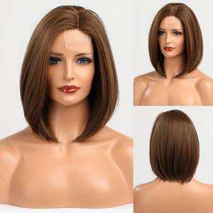 lot 682 image: HAIRCUBE Short Wigs for Women,Brown Bob Wig Shoulder Length Synthetic Wig Heat Resistant Hair for Daily Party Use 12 Inches - Retail $33
