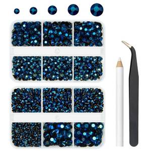 lot 706 image: Ink Blue Resin Rhinestones for Bedazzling Crafting 2mm 3mm 4mm 5mm 6mm Flatback Navy Blue Jelly Resin Stones Gems Non-Hotfix Diamonds Charms for Nails Makeup Tumblers DIY Crafts Clothes Shoes Phones - Retail $1,331