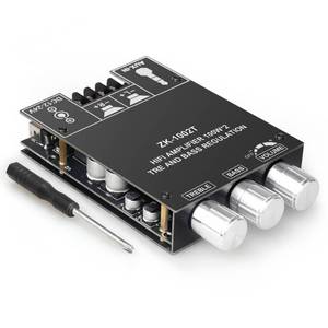 lot 716 image: ZK-1002T Bluetooth 5.1 Amplifier Board, 100W100W 2.0 CH Stereo Audio Amp Module with TPA3116D2 Chip, Treble & Bass Control, DIY Speakers Power Amp for Home Theater Speakers - Retail $19