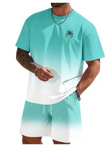 lot 717 image: RoseSeek Mens Summer Vacation Outfits Tropical Graphic Tees and Short Sets Large  - Retail $40