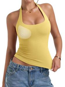 lot 725 image: PINKMSTYLE Womens Open Back Halter Tops Double Lined Tank Top Built in Bra Medium - Retail $101