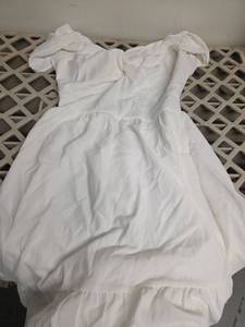 lot 728 image: Women Summer Dresses Casual Boho Smocked Ruffles Sun Beach Babydoll Mini Dress Layered Flowy Swing Casaul Dress A-White Medium - Retail $33