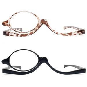 lot 733 image: FEIVSN 2 Pack Makeup Reading Glasses for Women Flip Down Cosmetic Magnifying Readers Make Up Eyeglasses Spring Hinge, BlackBrown, 1.75 - Retail $16