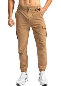 lot 736 image: Pinkbomb Mens Hiking Cargo Pants with 7 Pockets Slim Fit Stretch Joggers Golf Cargo Work Pants for Men(Dark Khaki, M) - Retail $36