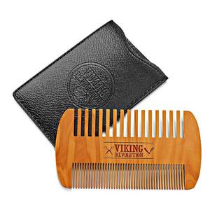 lot 759 image: Viking Revolution Wooden Beard Comb and Case - Pocket Comb - Retail $6
