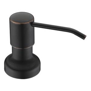 lot 832 image: Built in Soap Dispenser for Kitchen Sink,Stainless Steel Pump Head Long Spout with 17Oz PET Food Safe Material Soap Bottle, Oil Rubber Bronze Finish Sink Kitchen Soap Dispenser Refill from The Top - Retail $17