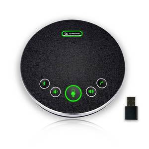 lot 840 image: TONGVEO Bluetooth Speakerphone Conference Microphones, Wireless Conference Speaker 360°Voice Pick up with 4 AI Noise Cancellation Mics USBDongleBluetooth Connection 8 Hour Call Time for 8-12 People - Retail $2,028