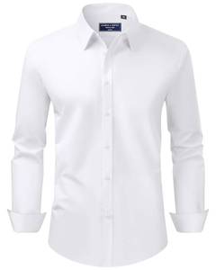 lot 841 image: Alimens & Gentle Mens White Dress Shirt Regular Fit Stretch Stain Shield Long Sleeve Office Wedding Button Down Shirts,White,X-Large - Retail $17