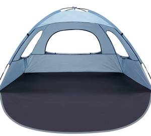 lot 868 image: WhiteFang Beach Tent Anti-UV Portable Sun Shade Shelter for 4 Person, Extendable Floor with 3 Ventilating Mesh Windows Plus Carrying Bag, Stakes and Guy Lines (Sierra Blue) - Retail $70