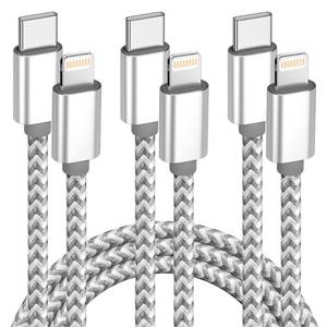 lot 873 image: USB C to Lightning Cable 3 Pack 6FT Apple MFi Certified Fast Charging - Retail $8