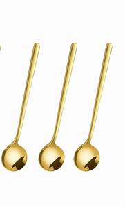 lot 885 image: 3 Pack Thick Handle Espresso Spoons - 5.3Gold & Silver Stainless Steel Stirring Spoons for Coffee, Tea, Cocktail Stirring, Dessert & Ice Cream Sundae Bar Tools - Retail $4