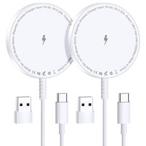 lot 888 image: ONLY ONE USBMagSafe Charger 2 Pack Magnetic Wireless Charge iPhone 17-12 & AirPods - Retail $58