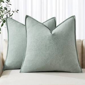 lot 916 image: MIULEE Decorative Linen Euro Sham Pillow Covers 24x24 Aqua Green - Retail $33