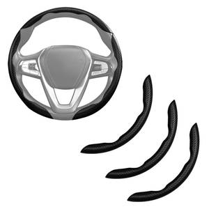 lot 920 image: Carbon Fiber Steering Wheel Cover 3pcs Grip 15 inch Universal Black - Retail $19