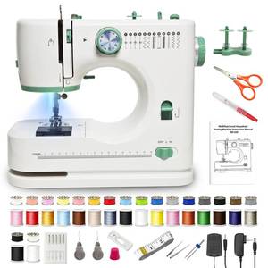 lot 933 image: Beginner Mini Sewing Machine, 12 Stitches, 2 Speeds, 48 Pcs Accessory Kit - Retail $70
