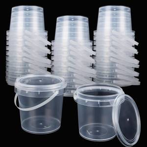 lot 957 image: LOYORTY 35 PCS 16 oz Slime Containers with Lids and Handles, Plastic 500ml Storage Bucket Containers, Clear Slime Storage Case for Slime DIY Art Craft, Pigment, Small Tools, Part Material - Retail $30