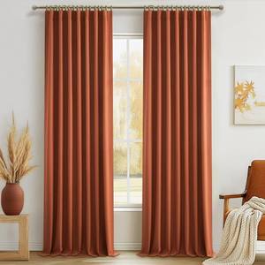 lot 959 image: Fall Burnt Orange Curtains Blackout 86 Inches Long 2 Panels Set,Terracotta Autumn Color Decor Retro for Living RoomBedroom Antique Copper Rust Boho 70s Window Pleated Linen Drapes Thermal (W50xL86) - Retail $45