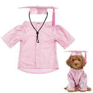 lot 961 image: GraduatePro Dog Graduation Cap and Gown Costume Set - Adjustable Knit Fabric with Gold Tassel, 4 Sizes (SMLXL) for Small Dogs & Cats to Medium Dogs, Washable Formal Pet Graduation Attire (Pink) - Retail $15