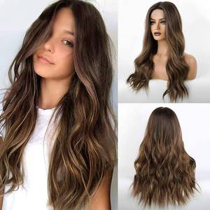 lot 964 image: EMMOR Long Brown Lace Front Wig for Women, 25 Inch Natural Hair Wavy Synthetic Wigs Middle Part Daily Hair Hand TiedLonglifeLightweight - Retail $57