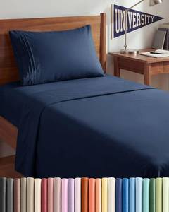 lot 967 image: Twin XL Size 3 Piece Sheet Set - Breathable & Cooling Sheets - Navy Blue - Retail $27