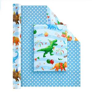 lot 969 image: WERNNSAI Dinosaur Reversible Wrapping Paper Birthday Boy, 33 ft Blue Dino - Retail $12