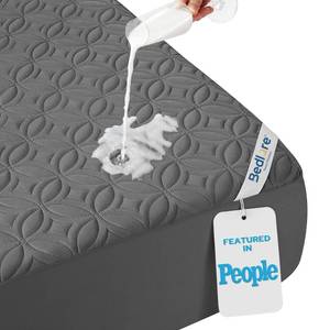 lot 973 image: BEDLORE Waterproof Mattress Protector, Full Size Mattress Pad - Retail $27