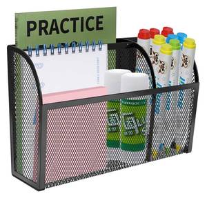 lot 977 image: KZWKRG Magnetic Pencil Holder-Magnetic Basket for Fridge 3-Grid Mesh Magnetic Pen Holder for Refrigerator, Extra Strong Magnets Mesh Marker Holder Locker Accessories Organizer for Whiteboard - Retail $10