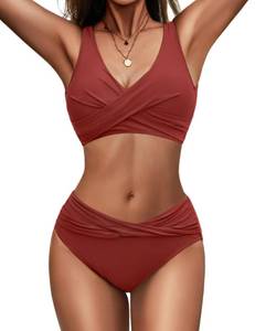 lot 995 image: Zilcremo Women Bikini Sets Twist Front Two Piece Bathing Suit,Brickred,L - Retail $28