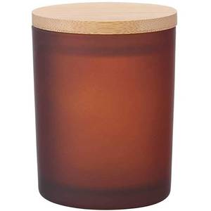 lot 1002 image: Teensery Matte Glass Jar Empty Candle Jar Fragrance Candle Cup with Bamboo Lid for DIY Candles Aromatherapy Making, Amber (1 Piece) - Retail $10