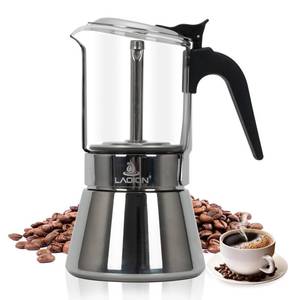 lot 1008 image: LAOION Stovetop Espresso Maker, 6Cup 240ml Moka Pot, Cuban Coffee Maker - Retail $33